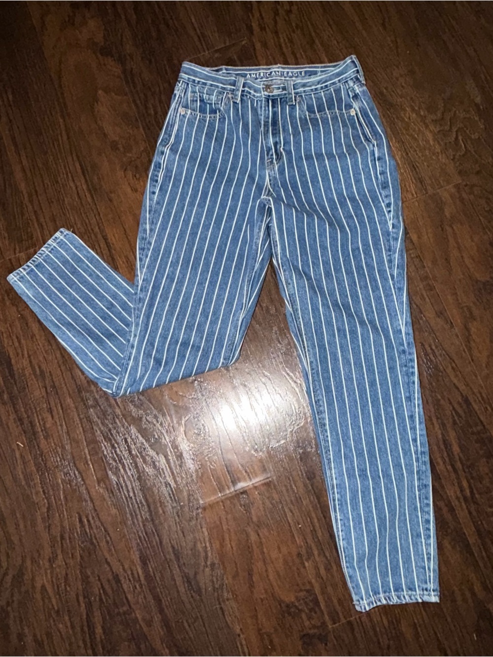 American Eagle Outfitters Blue Pinstripe High-Rise Women's Jeans